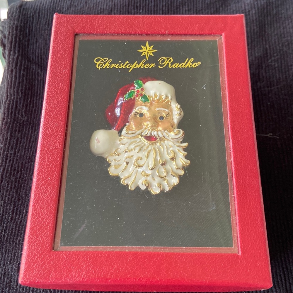 Christopher Radko enamel Santa Claus pin